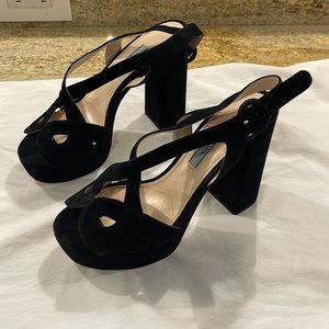 Prada Black Suede Wedges